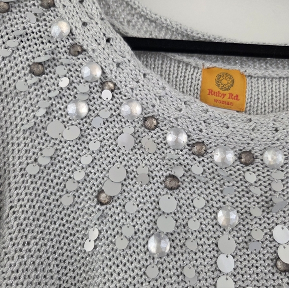 Ruby Rd. Silver Knit Sweater - Picture 3 of 4